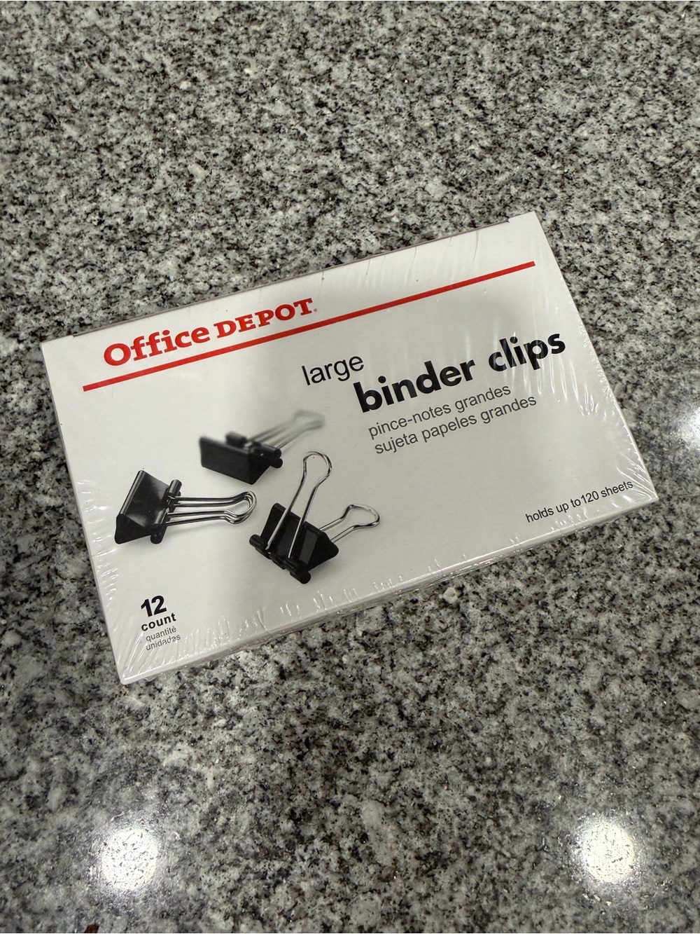 Office Depot Large Black Binder Clips - 12 Count